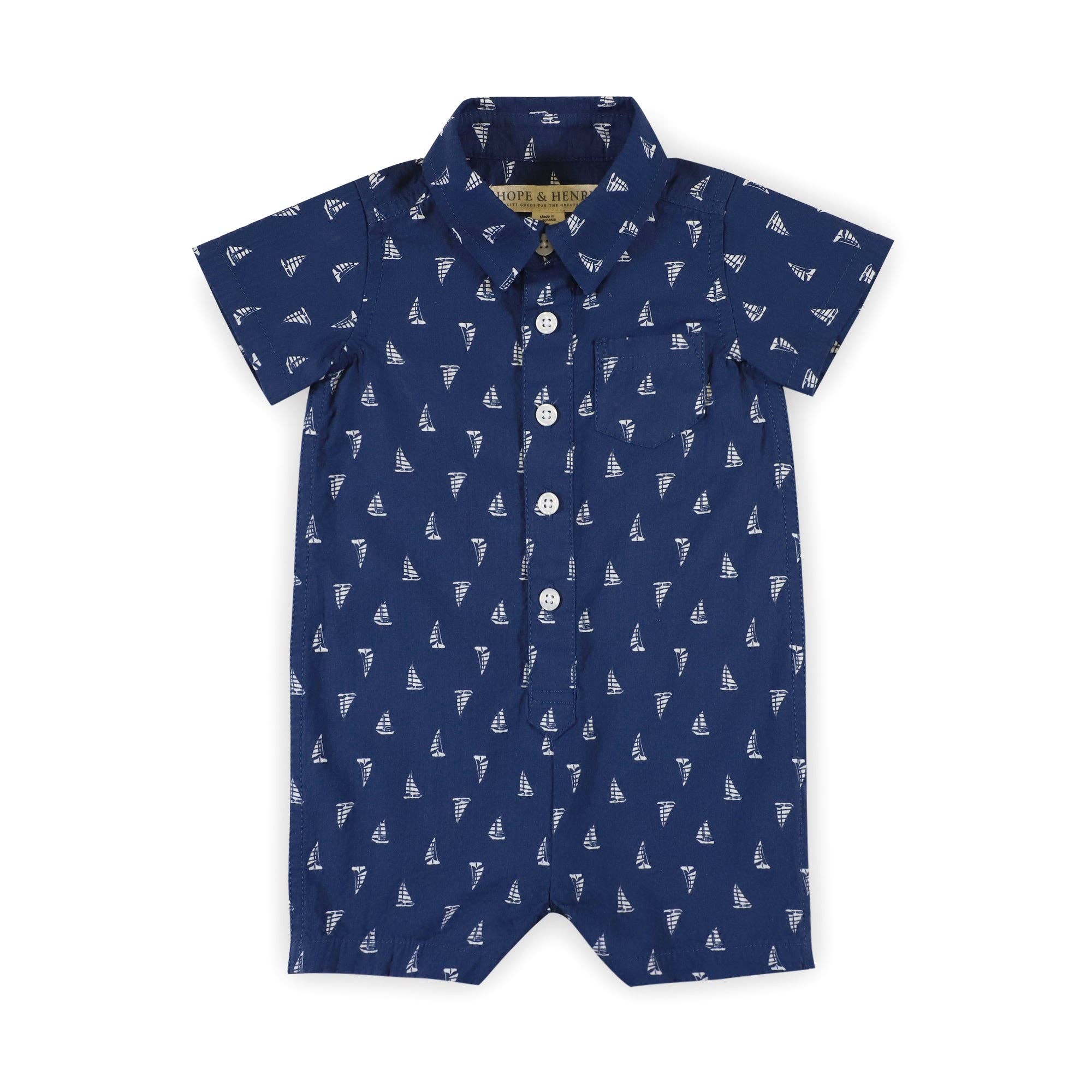 Hope and Henry - Organic Seersucker Button Front Romper
