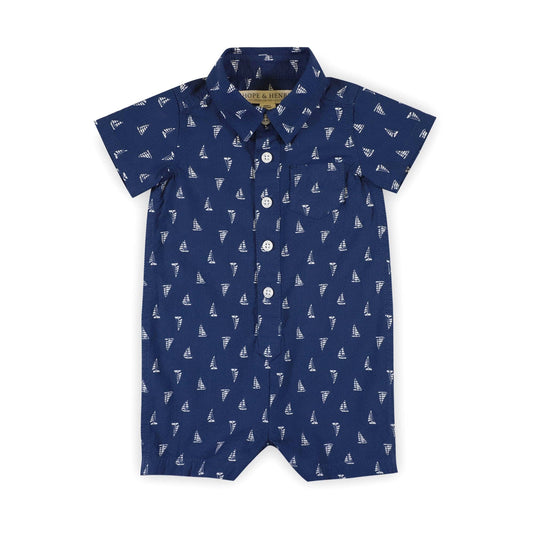 Hope and Henry - Organic Seersucker Button Front Romper
