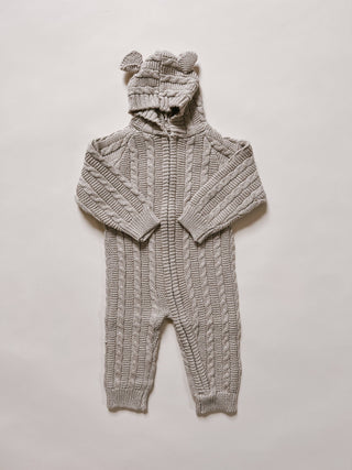 Luna + Luca - Luna + Luca Baby Bear Jumpsuit - Heather Beige