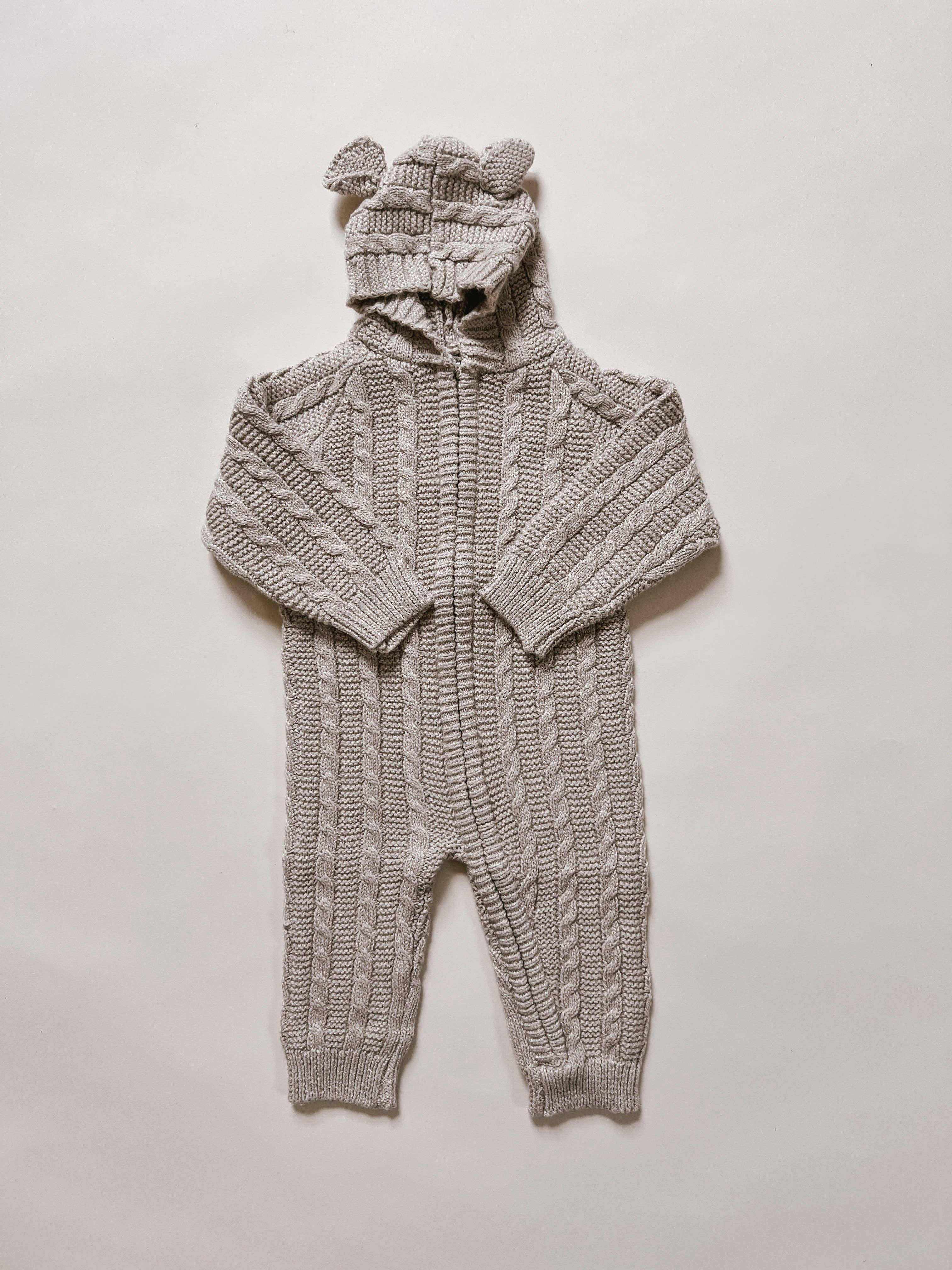 Luna + Luca - Luna + Luca Baby Bear Jumpsuit - Heather Beige: Heather Beige / 12-18m