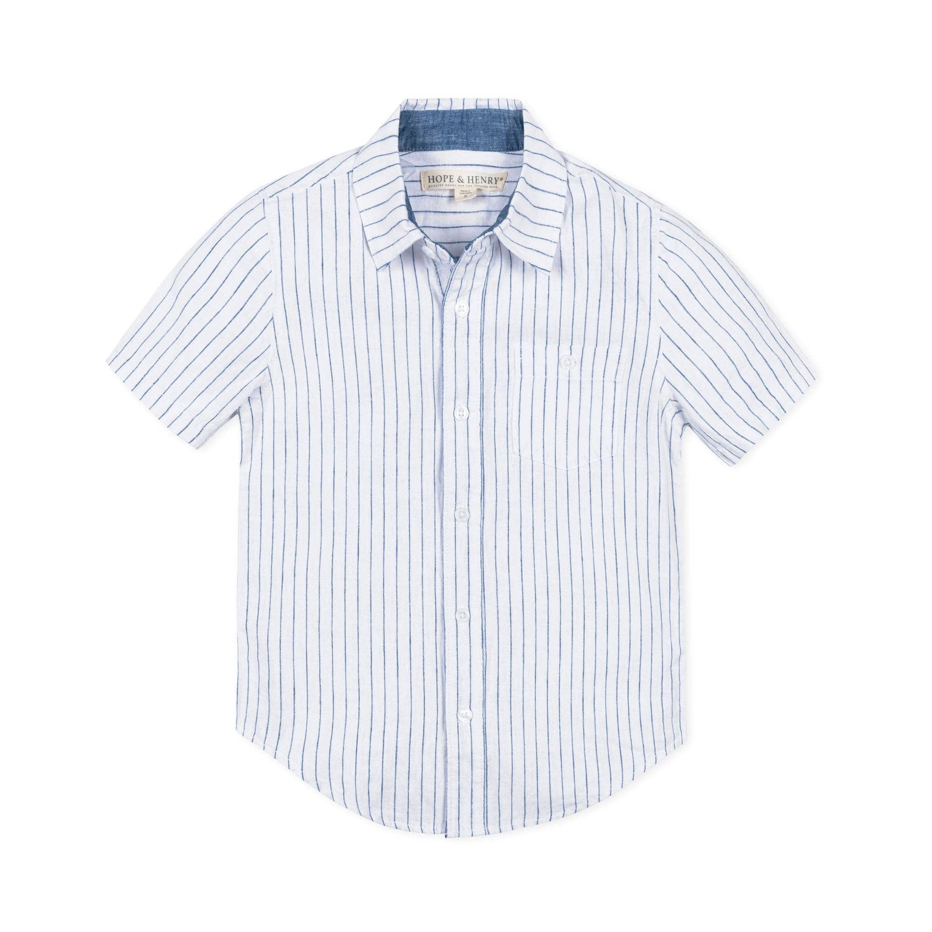 Hope and Henry - Linen Short Sleeve Button Down Shirt