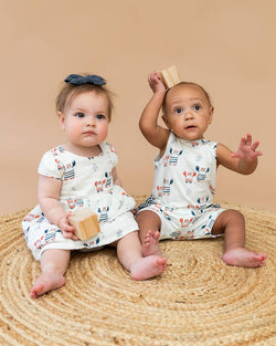 Image of Viverano Organics - Nautical Crab Side Pocket Baby Romper (Organic Jersey)