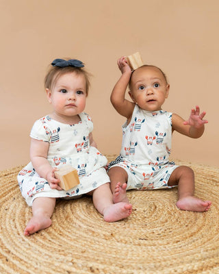 Nautical Crab Side Pocket Baby Romper
