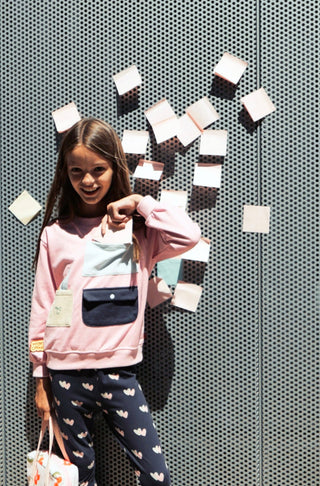 Cotton Pockets Kid Pink Sweatshirt