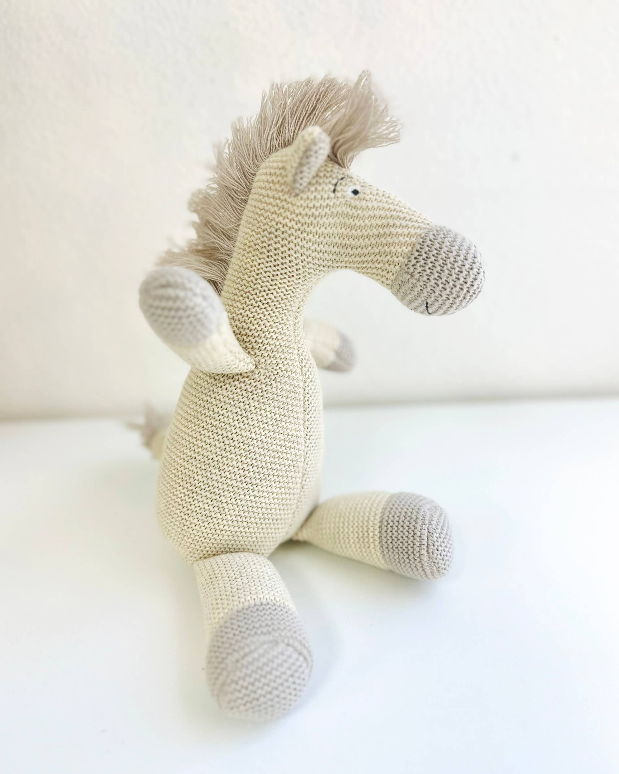 Image of Viverano Organics - Horse Knit Stuffed Animal Soft Baby Toy (Organic Cotton)