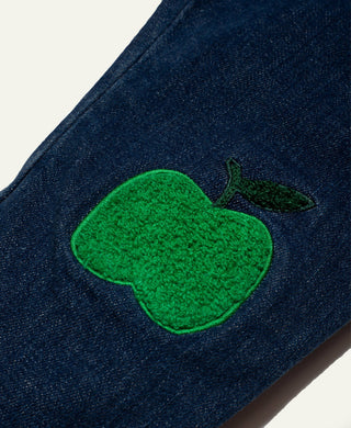 Denim Green Apple Patch Baby Pant