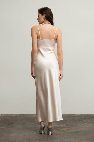 Satin Rosette Sleeveless Maxi Dress