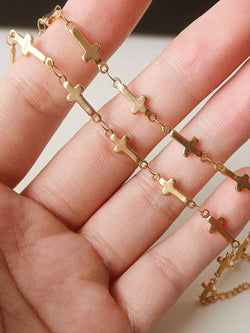 Image of Dilara 18K Gold Non-Tarnish Cross Choker