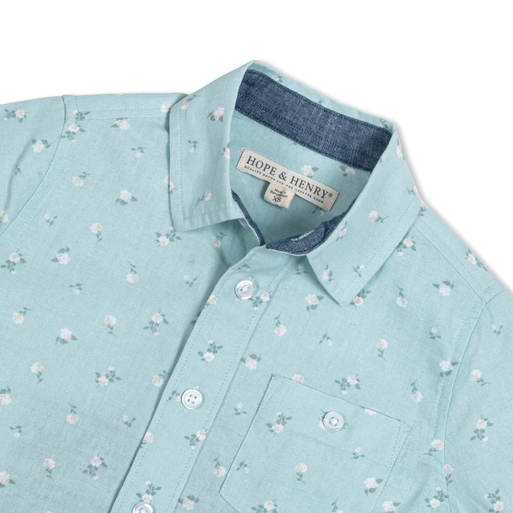 Image of Hope and Henry - Linen Short Sleeve Button Down Shirt