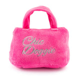 Haute Diggity Dog - Barkin Bag -  *CHIC DOGGIE* Pink w/ Scarf Squeaker Dog Toy: Small / Mini