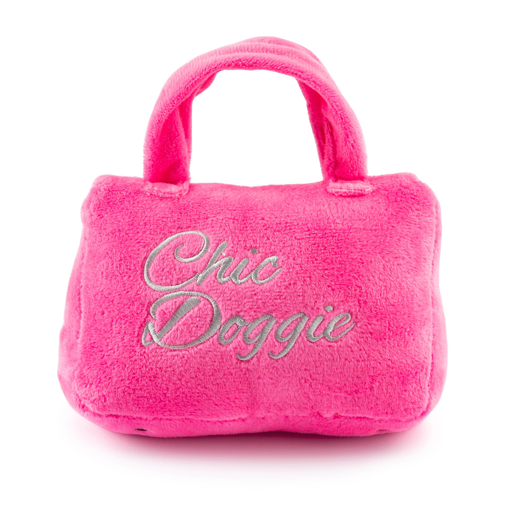 Image of Haute Diggity Dog - Barkin Bag -  *CHIC DOGGIE* Pink w/ Scarf Squeaker Dog Toy: Small / Mini