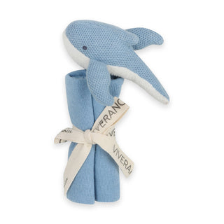 Viverano Organics - Blue Whale - Organic Baby Lovey Security Blanket