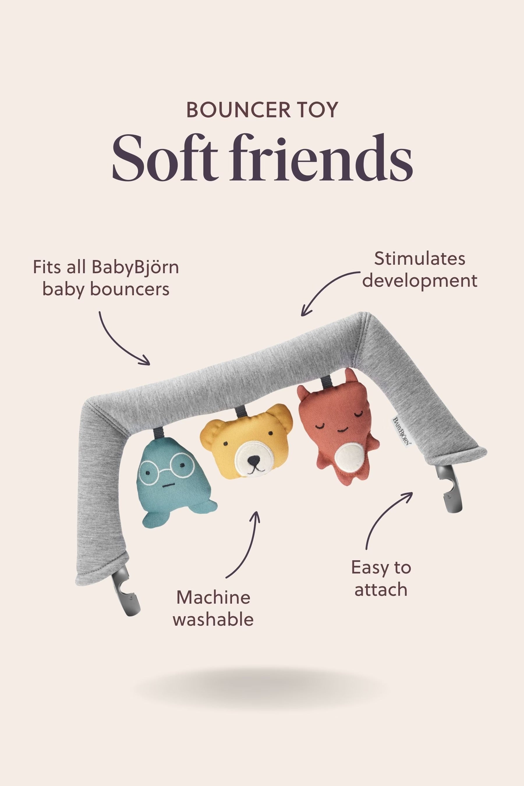 Image of Baby Bjorn Toy for Bouncer – Soft friends