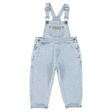 Unisex Dungarees w/ Green Logo - Washed Light Blue Denim