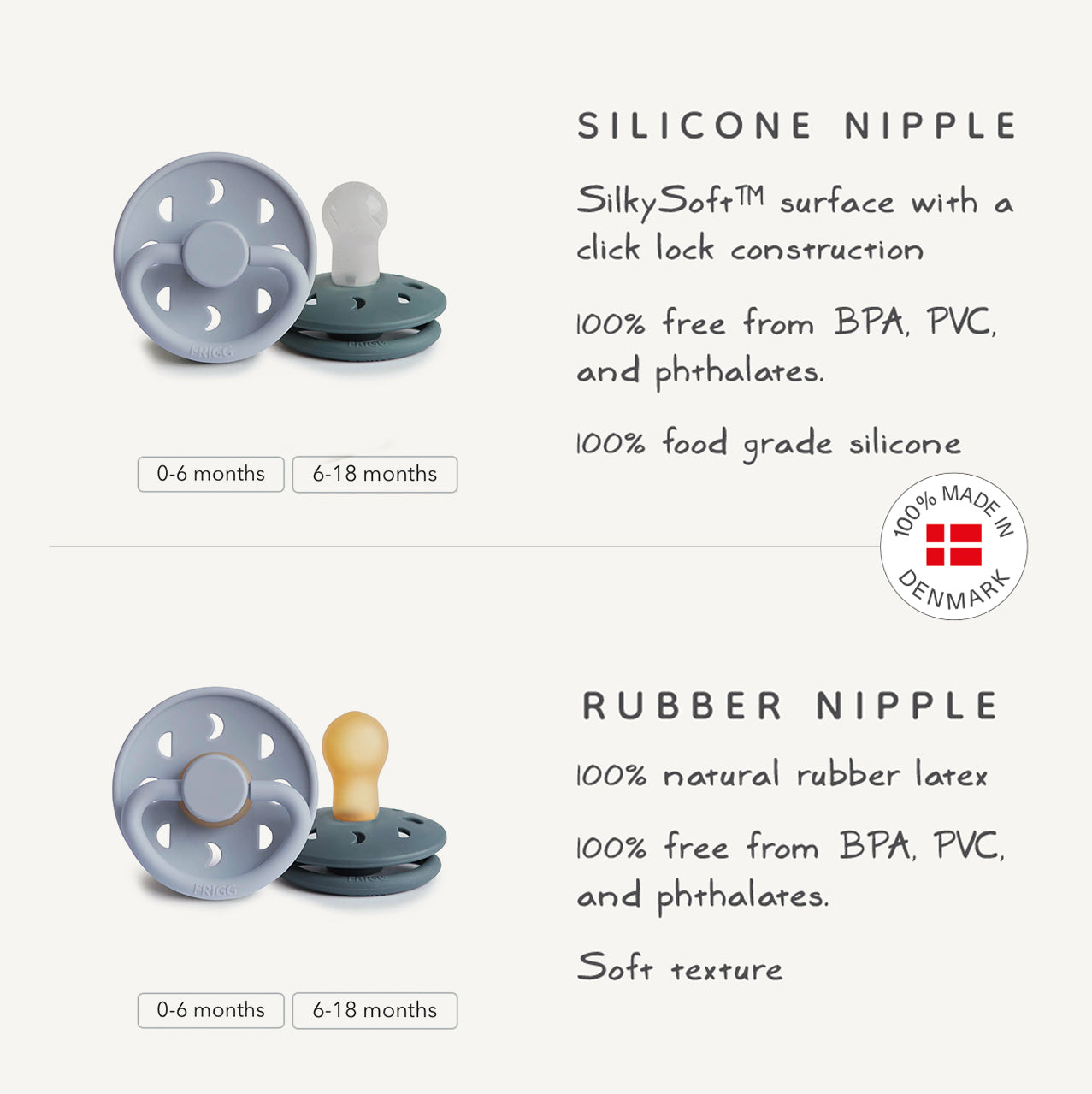 Image of FRIGG Moon Silicone Pacifier 2-Pack