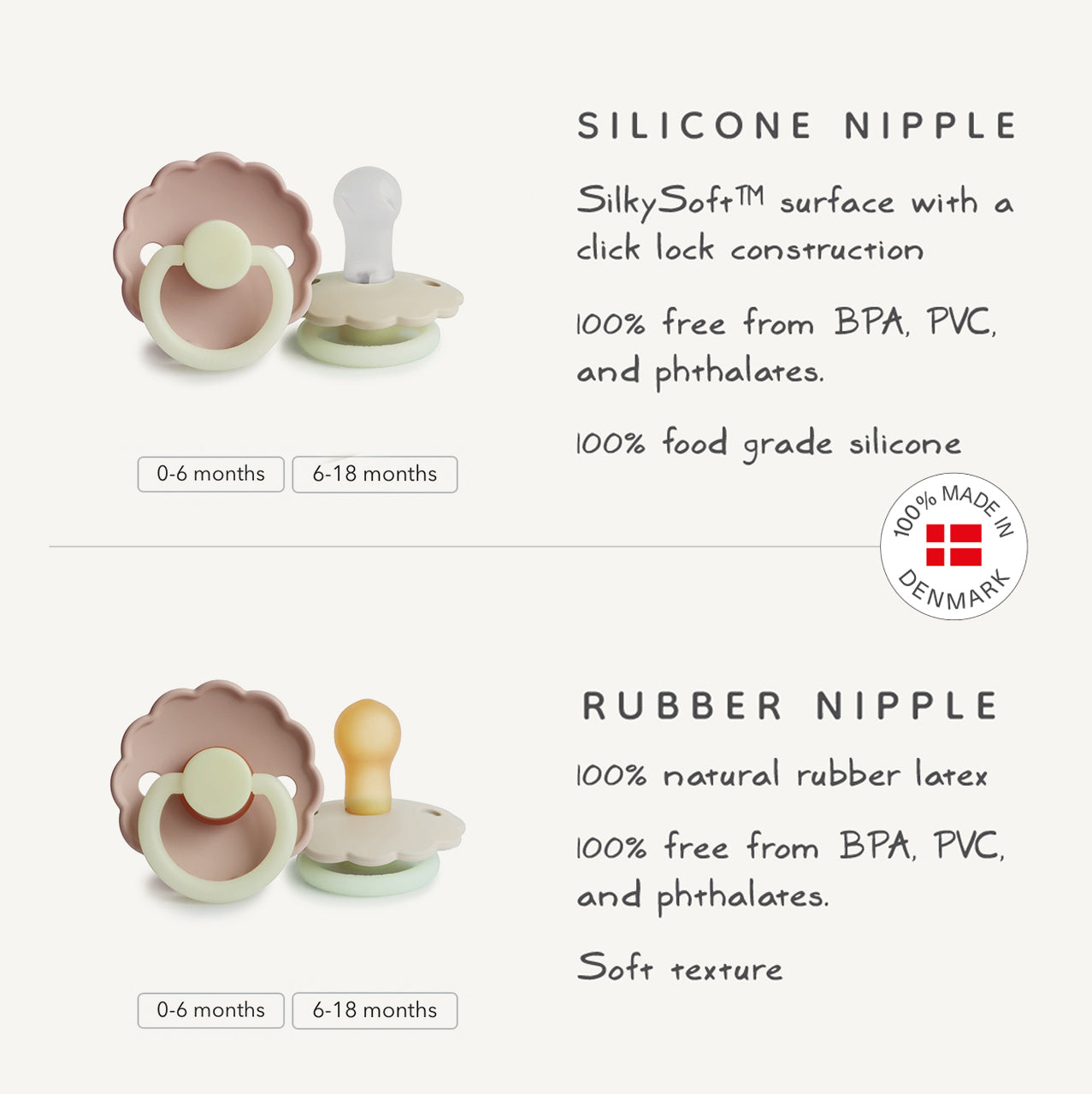 Image of FRIGG Daisy Night Silicone Pacifier 2-Pack