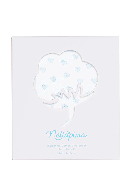 Blue Heart Print Crib Sheets