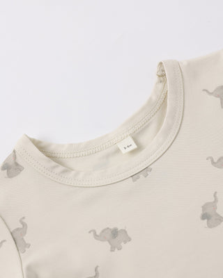 Rylee + Cru Bamboo Short Sleeve Bodysuit Elephants
