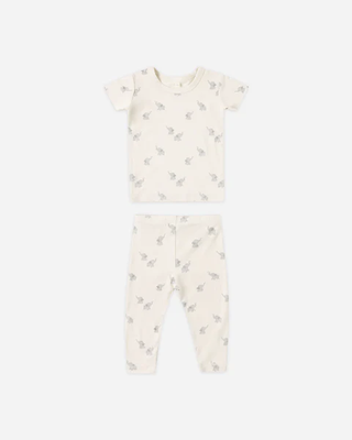 Rylee + Cru Bamboo Short Sleeve Pajama Set Elephants
