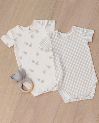 Rylee + Cru Bamboo Short Sleeve Bodysuit Elephants