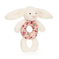 Jellycat Blossom Cream Bunny 'Berry' Ring Rattle