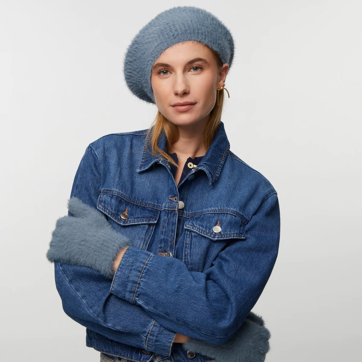 Image of Dusty Sky Faux Angora Gloves