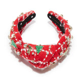 Holly Red Kids Christmas Stocking Knotted Headband