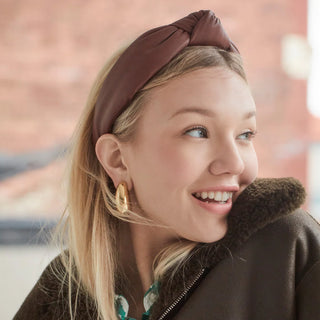 Walnut Faux Leather Knotted Headband