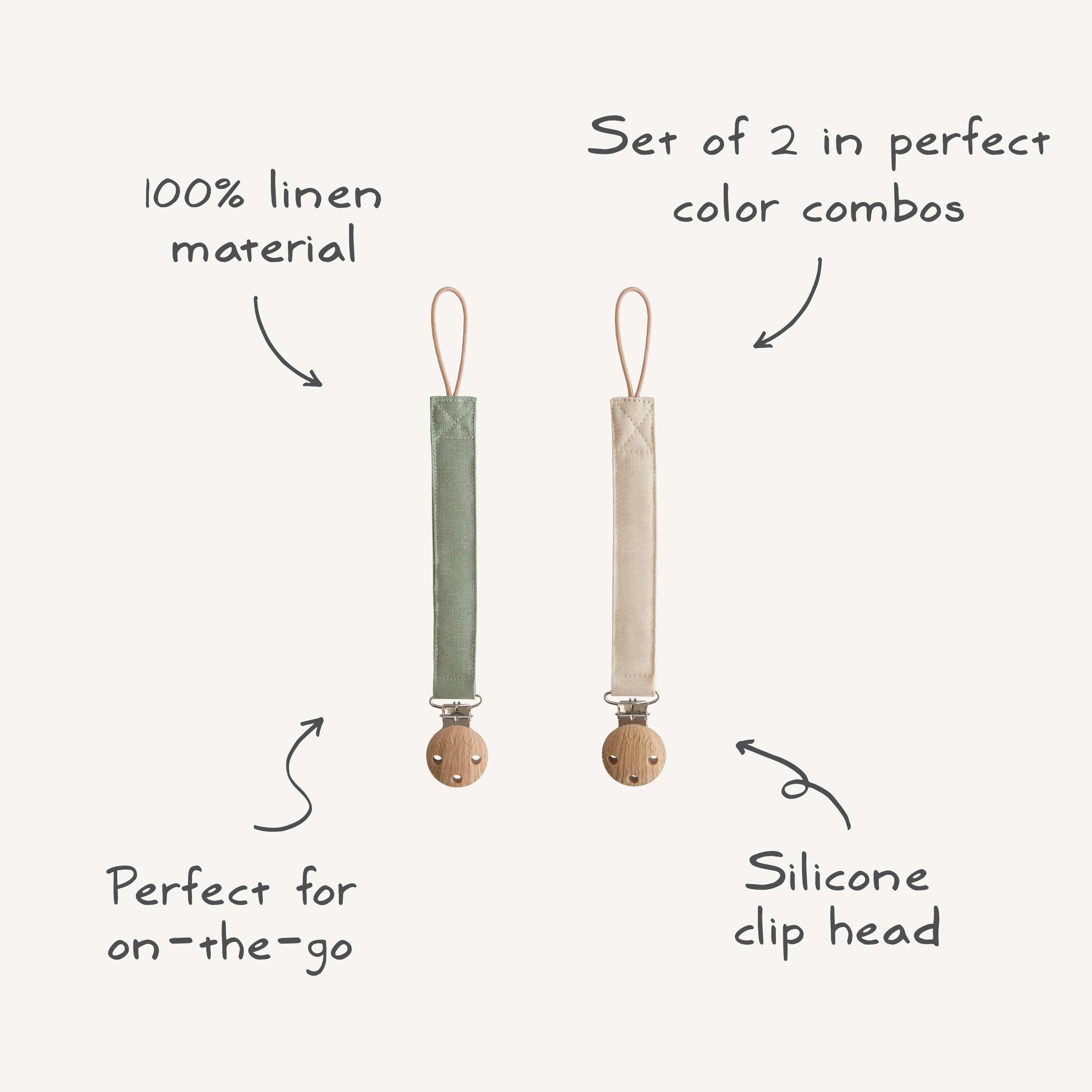 Image of Linen Pacifier Clip 2-Pack