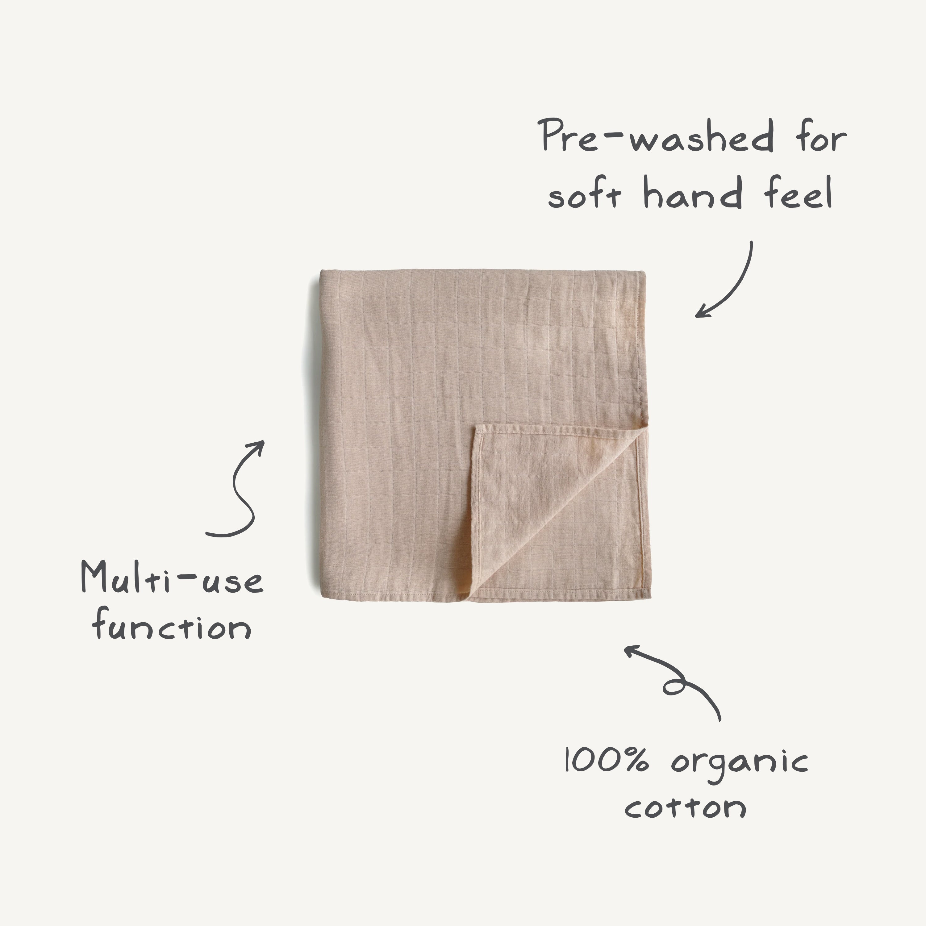 Image of Organic Cotton Muslin Swaddle Blanket