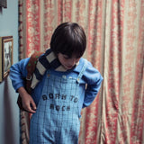 Dungarees - Blue Checkered w/ "Born to Rock" Print