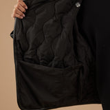 Quilted Vegan Leather Jacket in Black