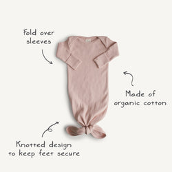 Image of Ribbed Knotted Baby Gown + Beanie Set