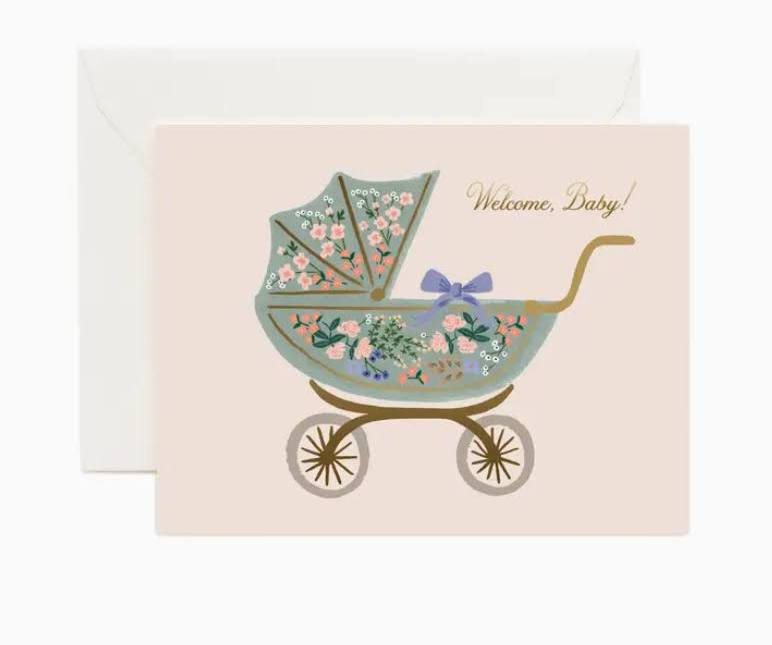 Welcome Baby Carriage Card