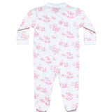 Pink Toile Zipper Footie