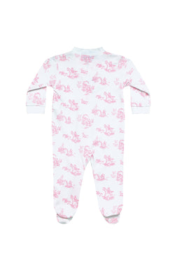 Image of Pink Toile Zipper Footie