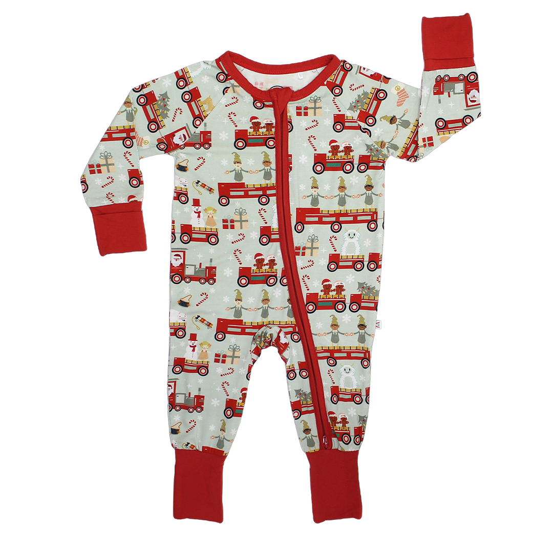 Emerson and Friends - Christmas Train Bamboo Convertible Baby Pajama: 6-12M