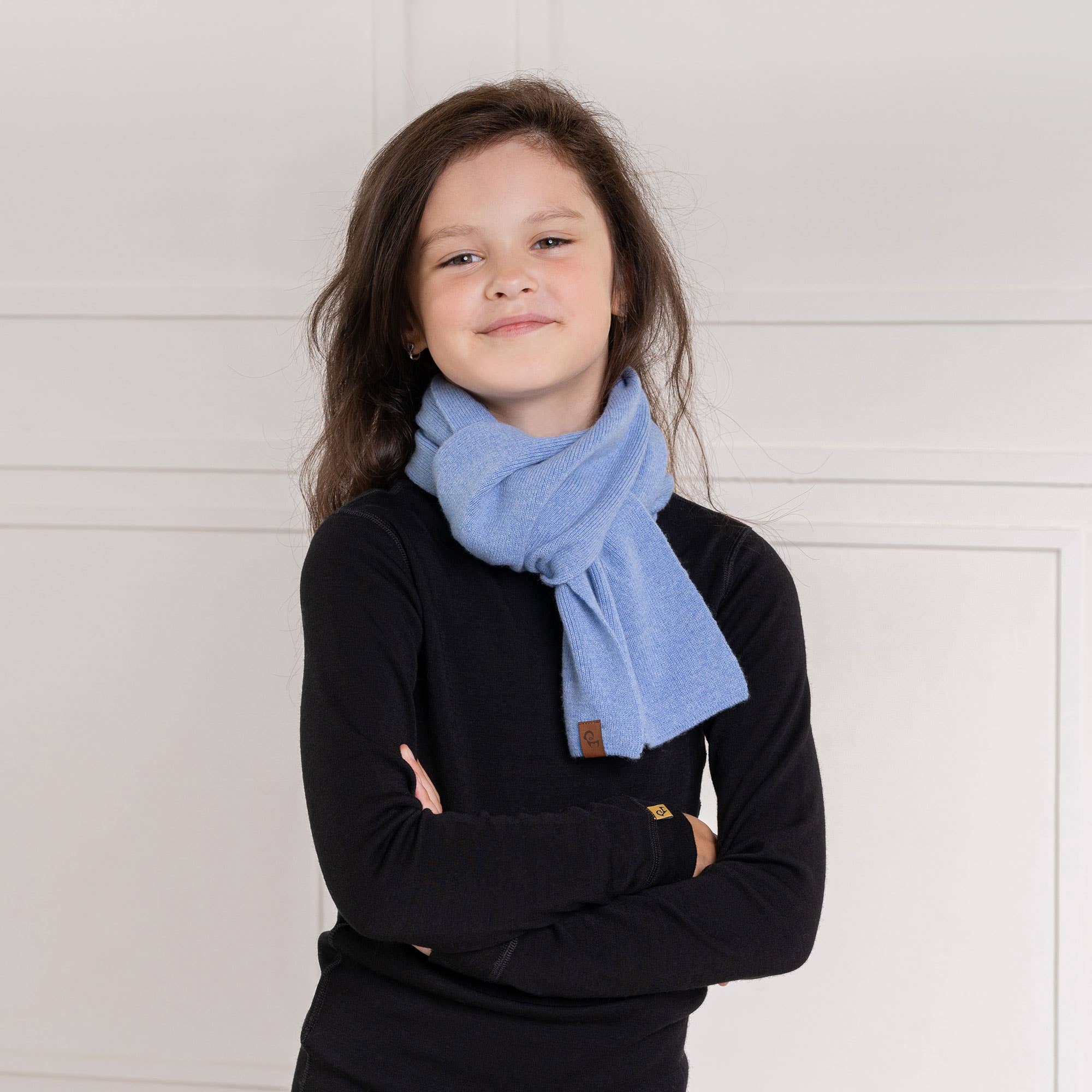menique - Kids' Knit Scarf Merino & Cashmere: 110x18 / Light blue