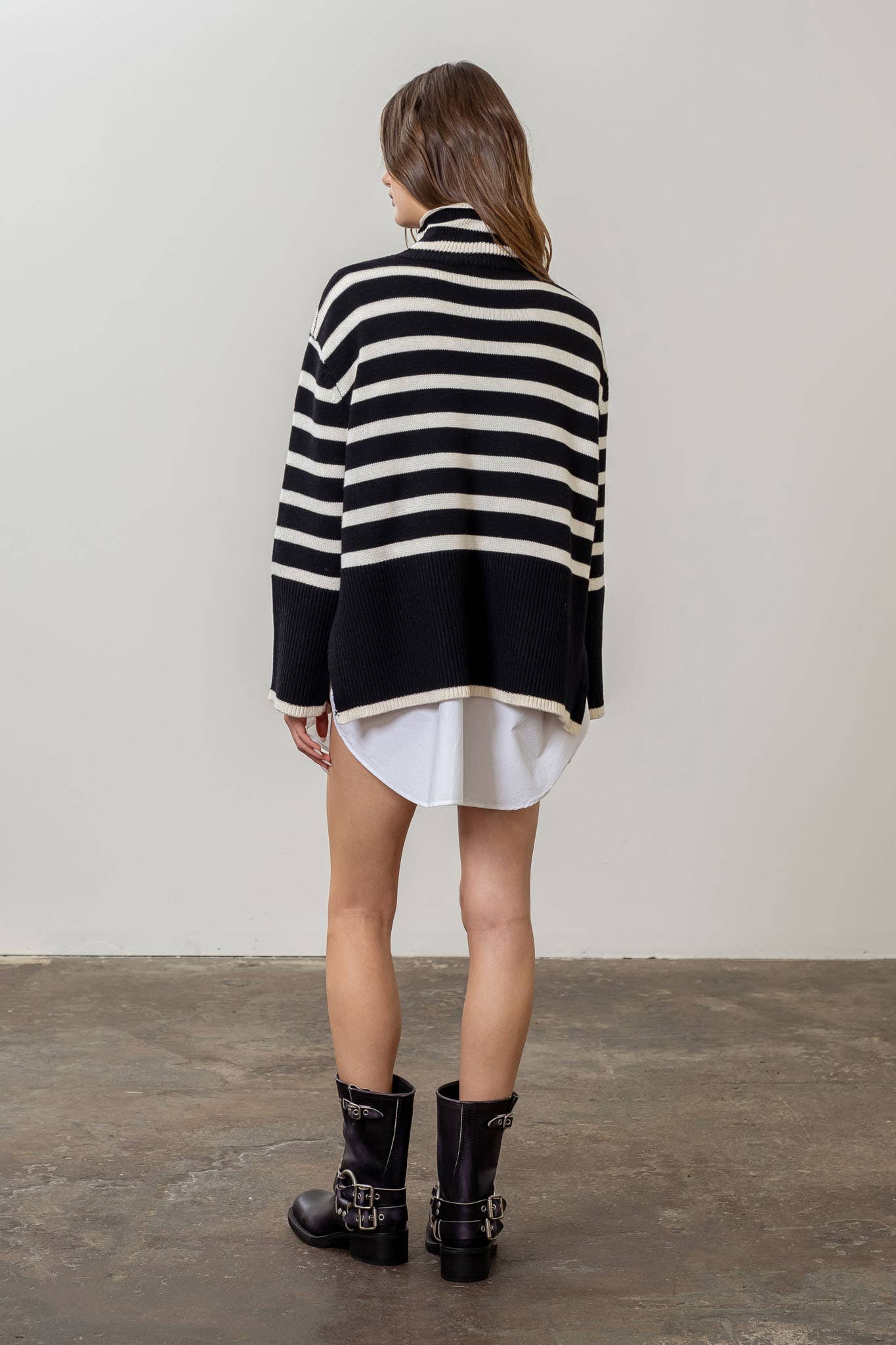 Image of Stripe Turtle Neck Sweater