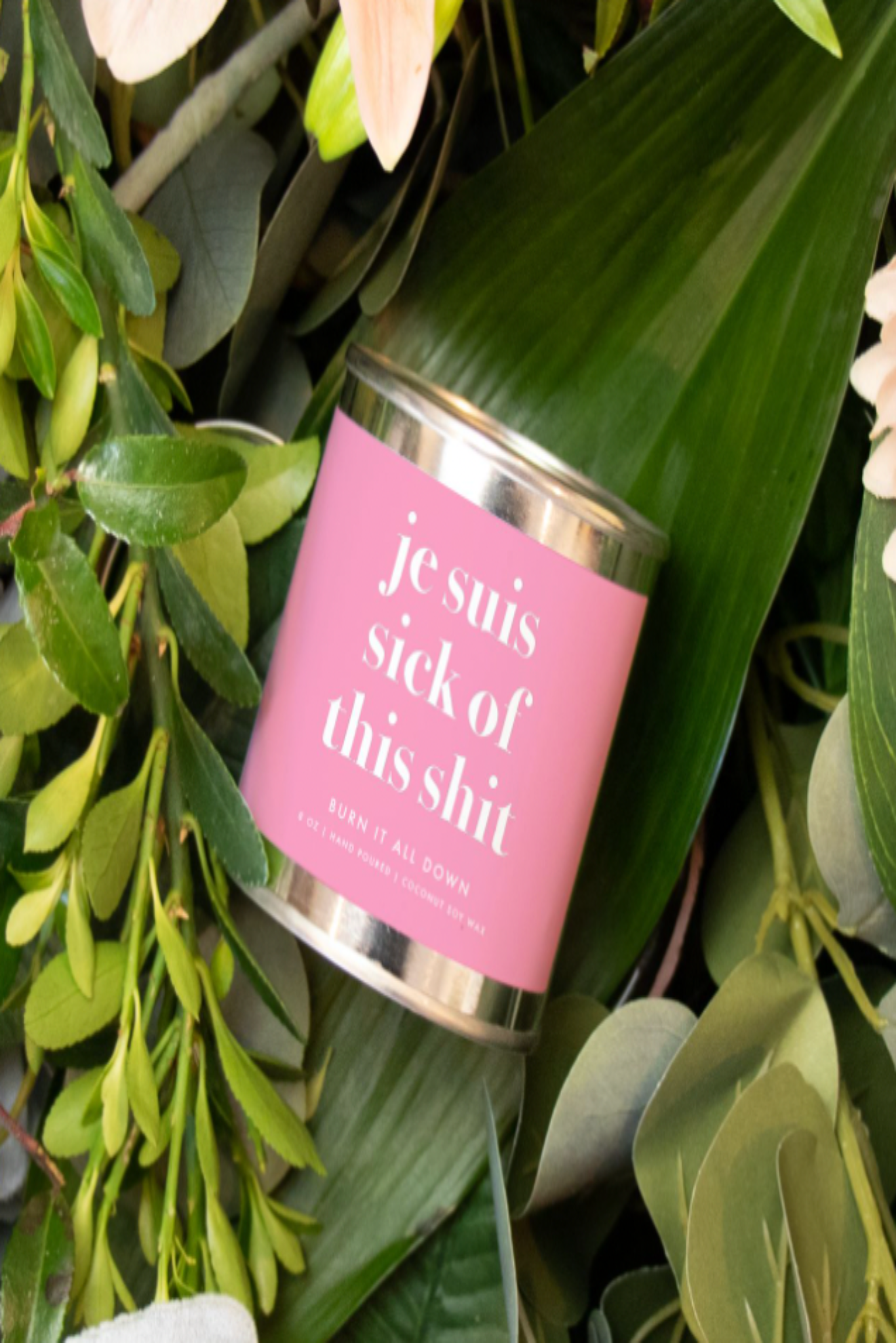 Jennifer Vallez - Je Suis Sick of this Sh*t Can Candle: Pink / Dark Rose