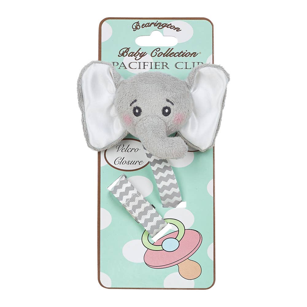 Bearington Collection - Lil' Spout Gray Elephant Pacifier Clip