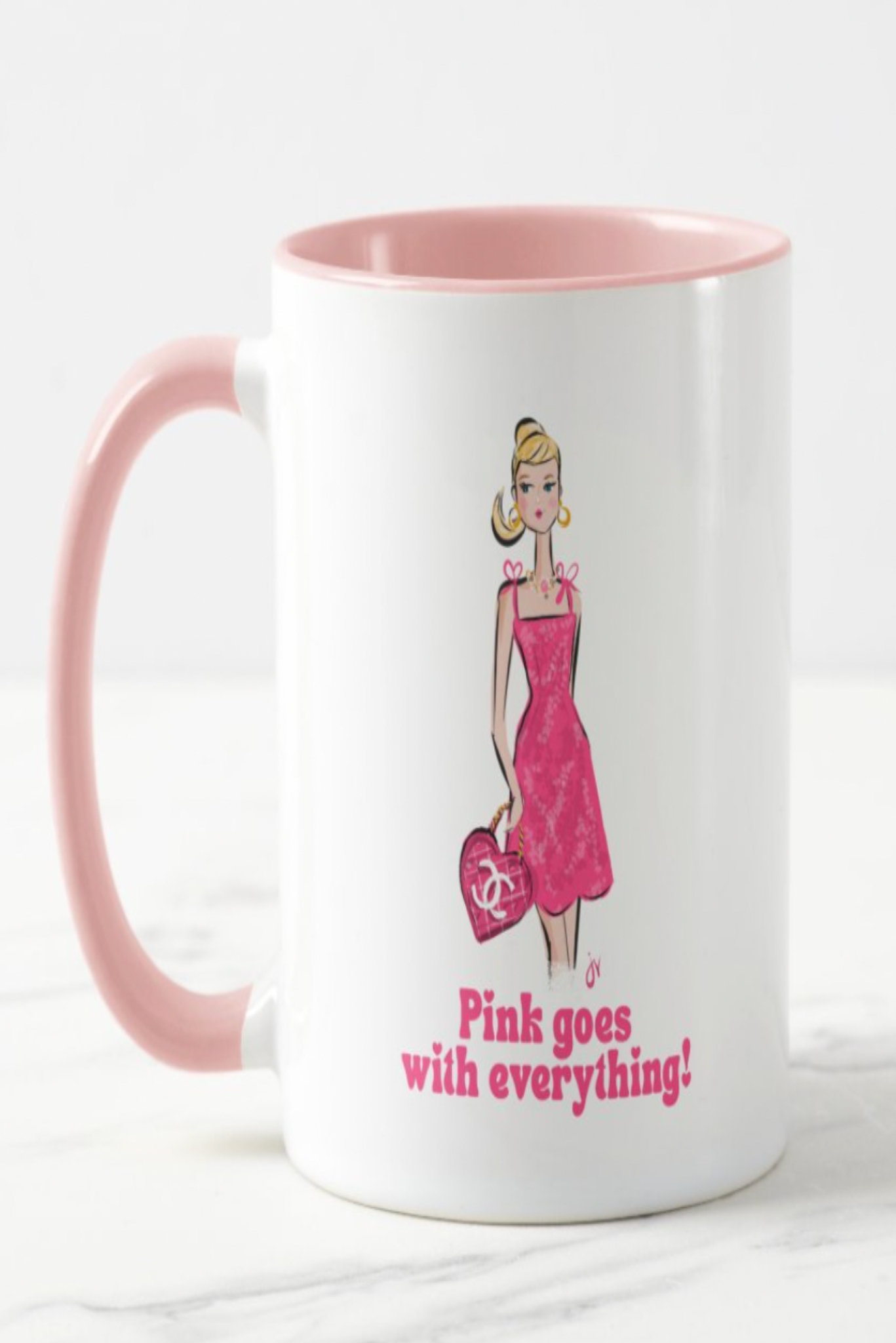 Jennifer Vallez - Barbie Pink Goes With Everything Mug: 11 oz