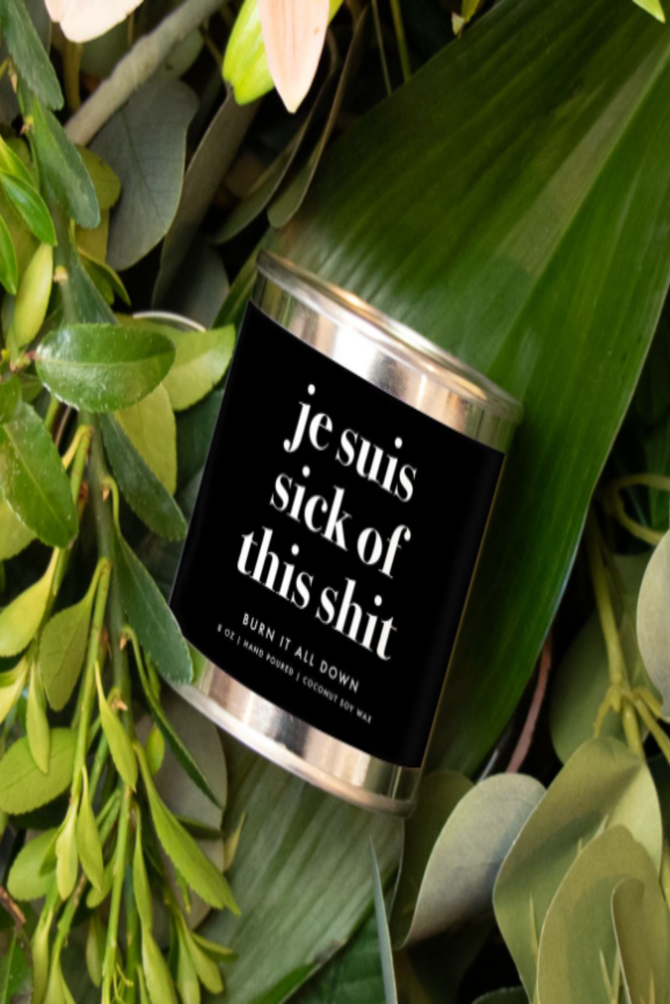 Jennifer Vallez - Je Suis Sick of this Sh*t Can Candle: Pink / Dark Rose