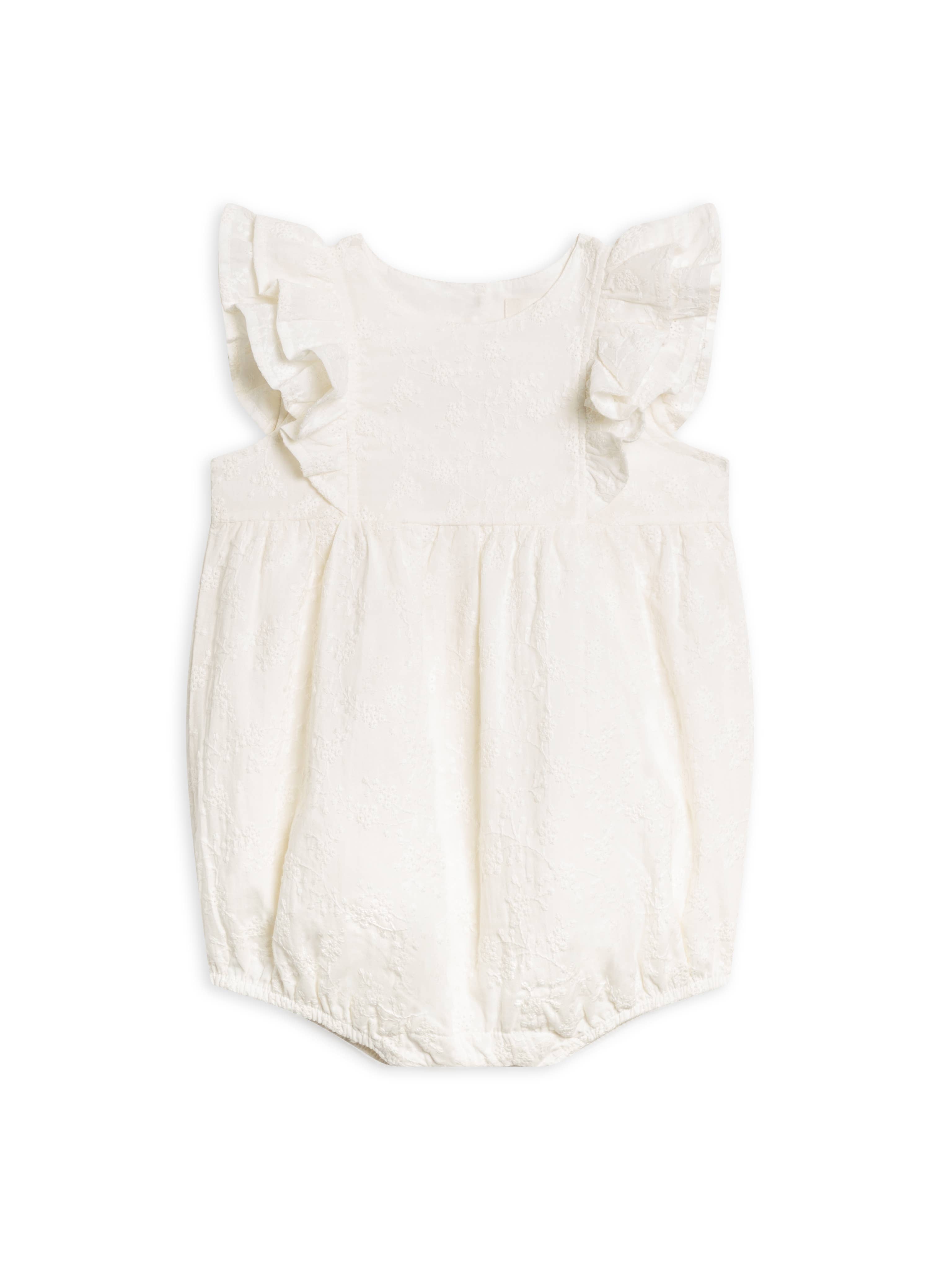 Organic Elowyn Eyelet Ruffle Bubble Romper
