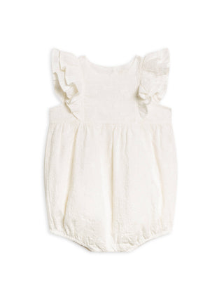 Organic Elowyn Eyelet Ruffle Bubble Romper