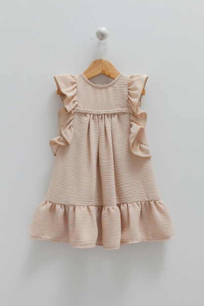 Lara Kids - Robe beige 8960