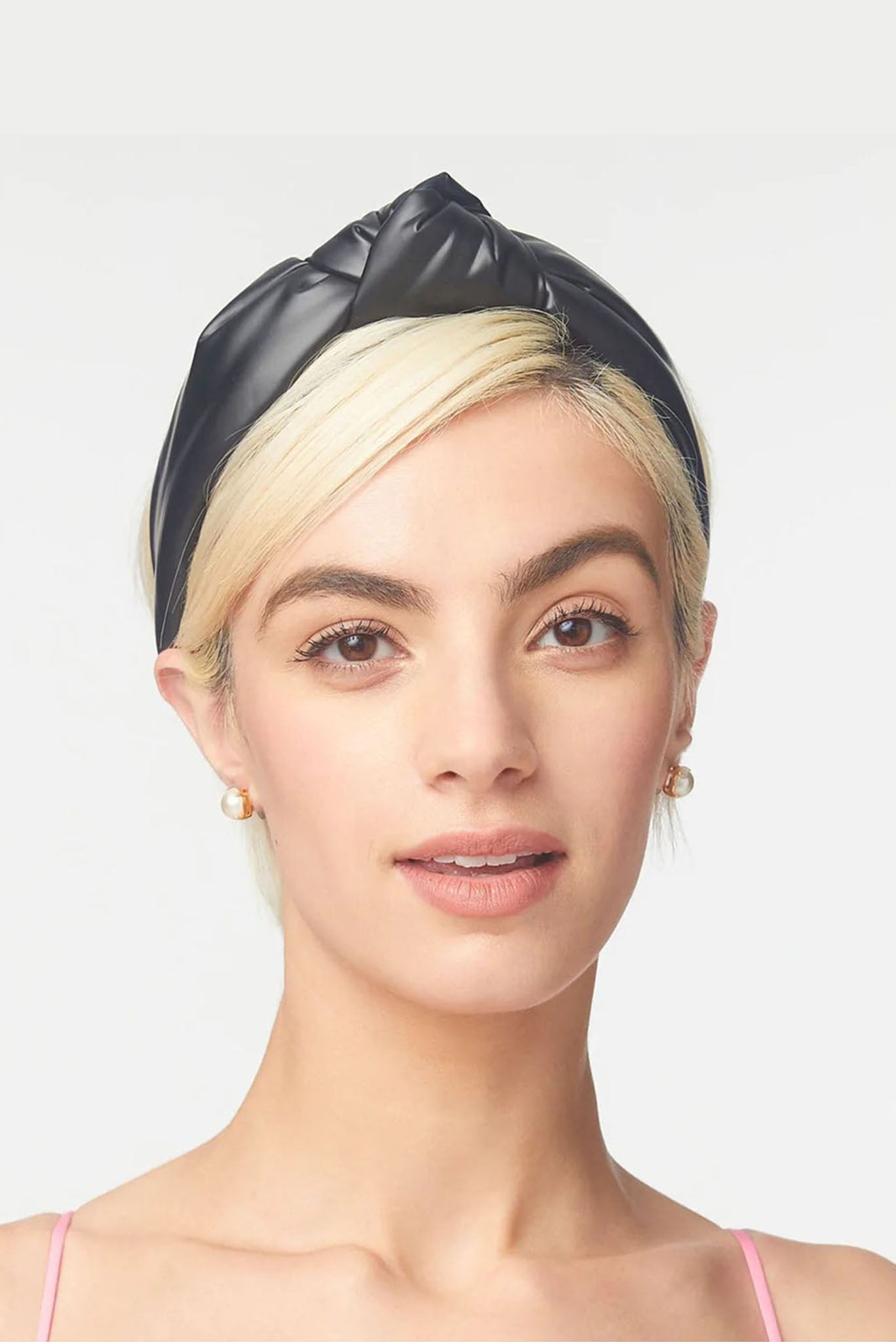 Faux Leather Knotted Headband - Black