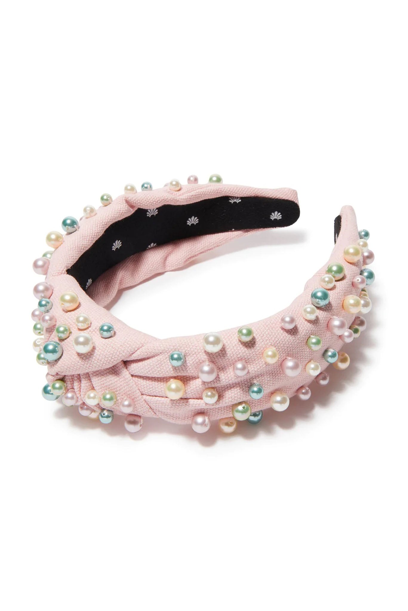 Image of Lele Sadoughi X Atlantic-Pacific Pastel Rainbow Multi Pearl Knotted Headband