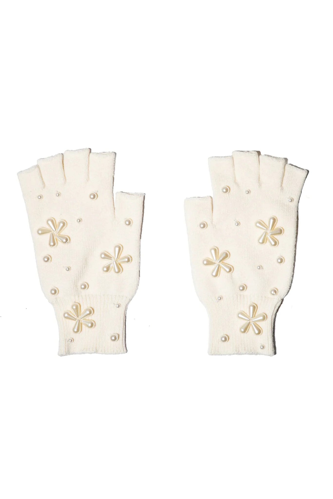Pearl Snowflake Fingerless Gloves
